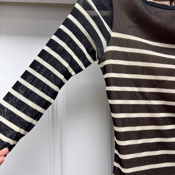 Jean Paul Gaultier Soleil Black & Cream Striped Sheer Bow Dress - Picture 5 of 13